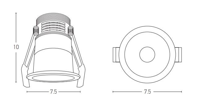 15W LED įleidžiamas šviestuvas, baltos/juodos sp., 3000K, S094