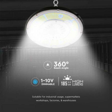 200W LED UFO sandėlio šviestuvas, juodas, 6500K, dimeriuojamas
