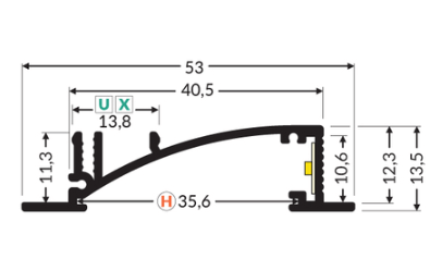 LED juostos profilis FLAT8 H/UX, baltas, 2m