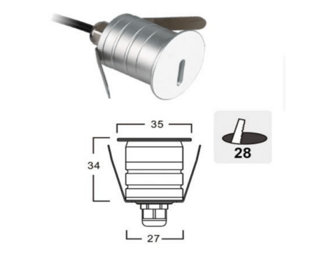 1W LED įleidžiamas lauko šviestuvas ROYAL, baltas, 3000K, 4223100