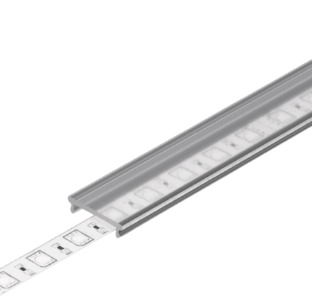 LED juostos profilio dangtelis F CLICK, skaidrus, 3m
