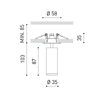 5,5W LED įleidžiamas šviestuvas FIT 35, juodas, 2700K, DALI
