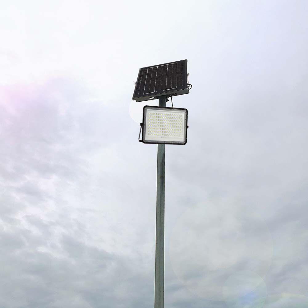 20W LED prožektorius su saulės baterija, juodas, 6400K - Image 2