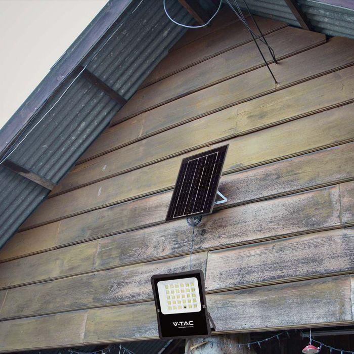 20W LED prožektorius su saulės baterija, juodas, 6400K - Image 2