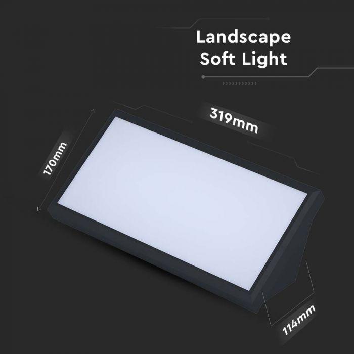 20W LED sieninis lauko šviestuvas, juodas, 3000K - Image 2