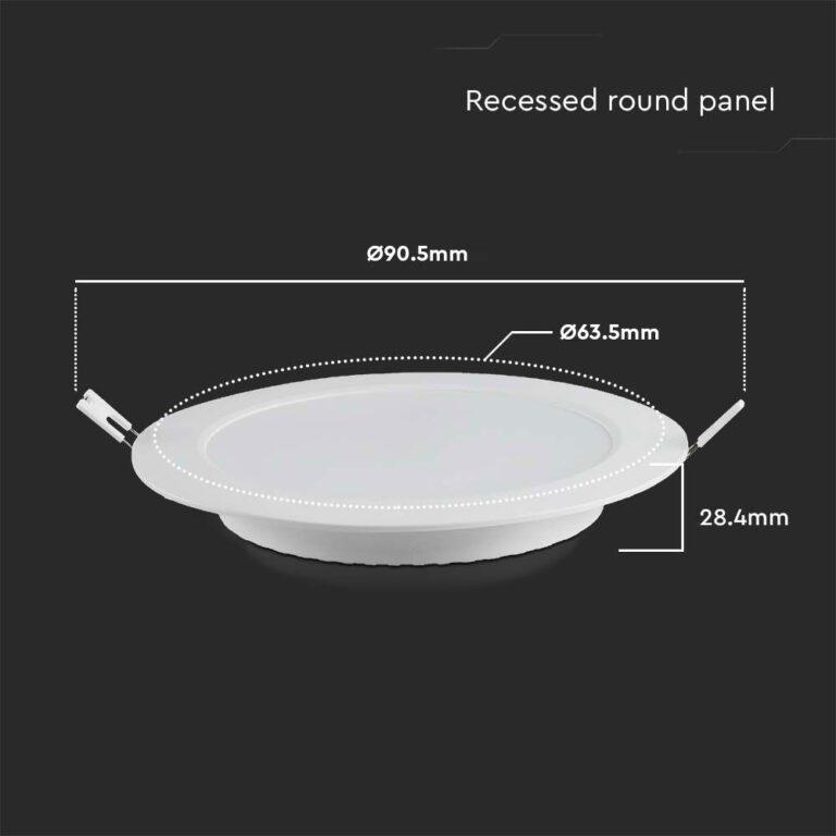 3W LED įleidžiama panelė, balta, 3000K - Image 2