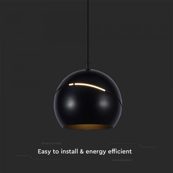 8,5W LED pakabinamas šviestuvas, juodas, 3000K - Image 2