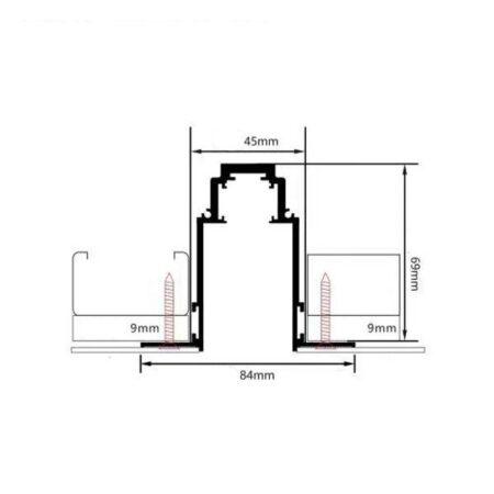 Užglaistomas magnetinės sistemos bėgelis OPTONICA, juodas, 1.5m, R35