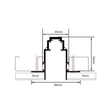 Užglaistomas magnetinės sistemos bėgelis OPTONICA, juodas, 2m, R35