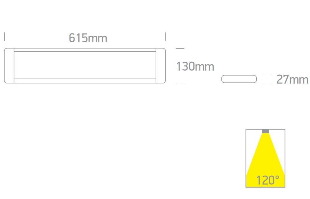 25W LED paviršinis linijinis šviestuvas, baltas, 3000/4000/6500K, 38225M/W/V