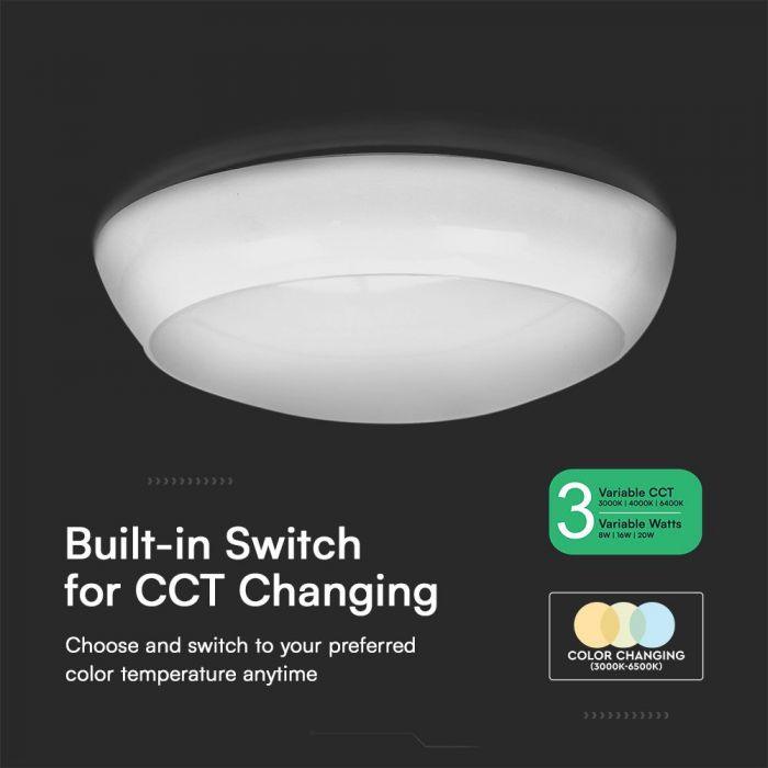 8W/16W/20W LED paviršinis šviestuvas, baltas, 3000/4000/6500K, IP65 - Image 2