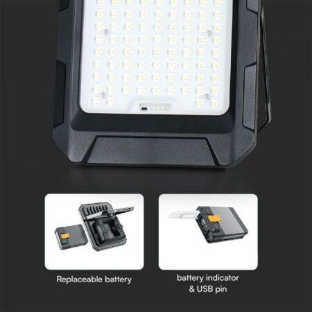 15W LED prožektorius su saulės baterija, juodas, 4000K