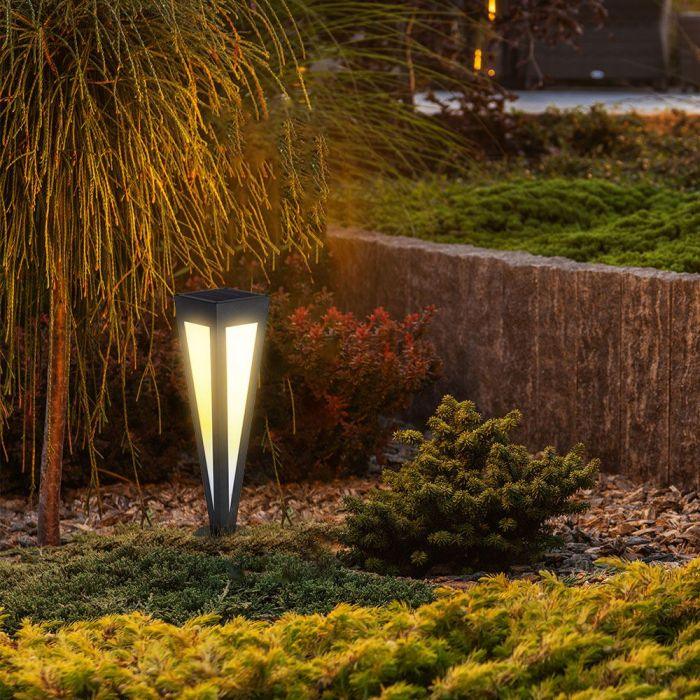 2W LED įkraunamas lauko šviestuvas su saulės baterija, juodas, 3000K, IP65