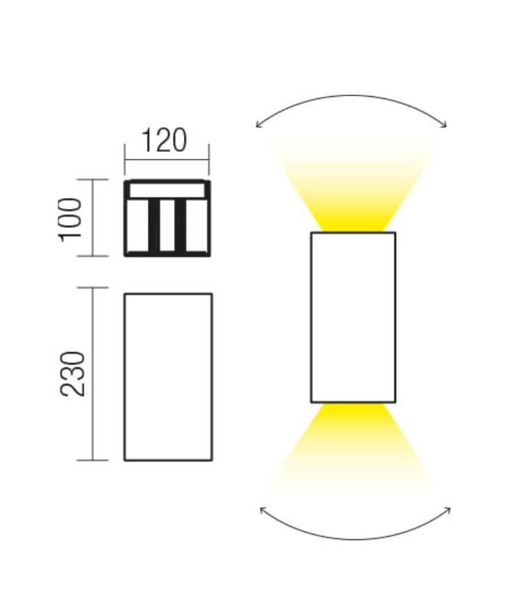 2x10W LED sieninis lauko šviestuvas VARY, tamsiai pilkas, 3000K, IP54, šviečia į viršų ir į apačią, 90553 - Image 2