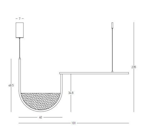 35W LED pakabinamas šviestuvas, juodos sp. korpusu/šviesiai pilkas stiklas, 3000/4000K, dimeriuojamas, 23170