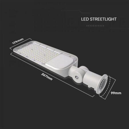 100W LED gatvės šviestuvas, pilku korpusu, 4000K, su adapteriu ir šviesos jutikliu