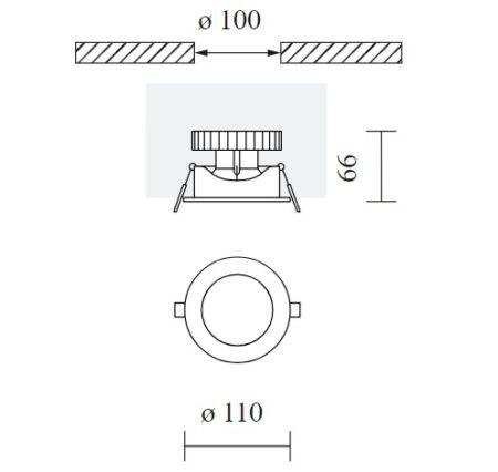 16W LED įleidžiamas šviestuvas PINO 110, juodas, 3000K
