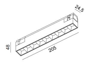 12W LED šviestuvas COMFORT 205 į magnetinę sistemą IN_LINE, juodas, 3000K, DALI