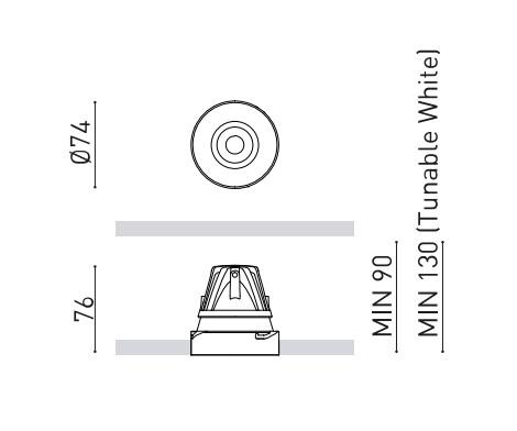 4 / 6,6W LED užglaistomas šviestuvas BUDDY TRIMLESS FLOOD, baltas, 3000K, 54°