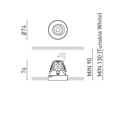 4 / 6,6W LED užglaistomas šviestuvas BUDDY TILT TRIMLESS FLOOD, baltas, 3000K, 54°