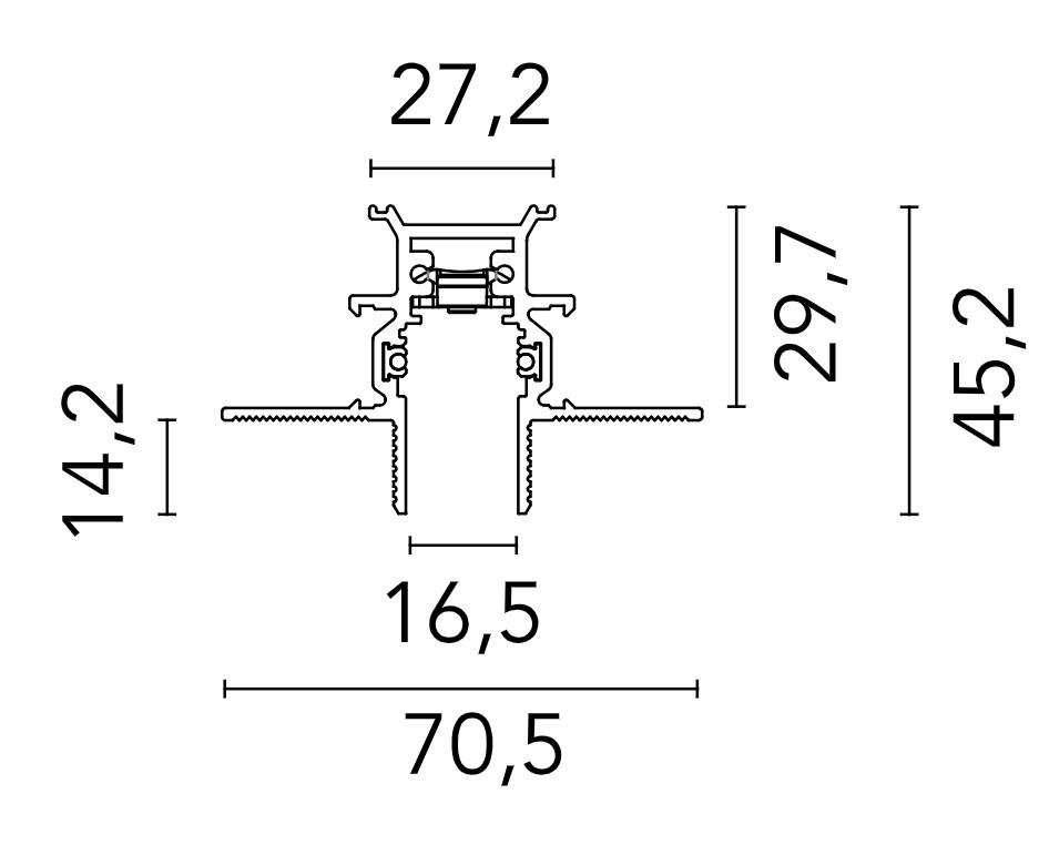 Įleidžiamas magnetinis bėgelis THE TRACKING MAGNET, juodas, 2m, 48V