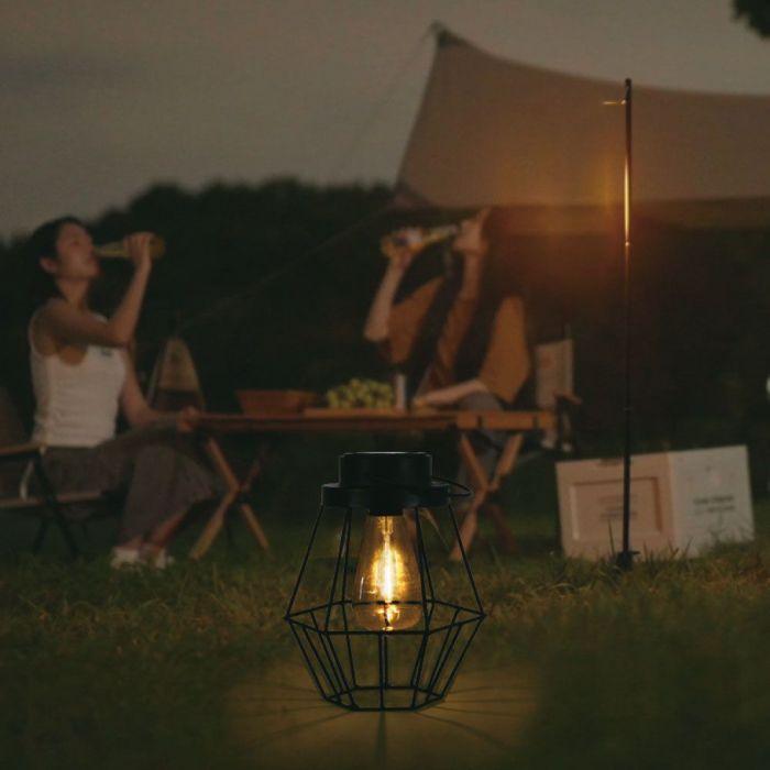 0,5W LED įkraunamas šviestuvas su saulės baterija, juodas, 2700K, belaidis
