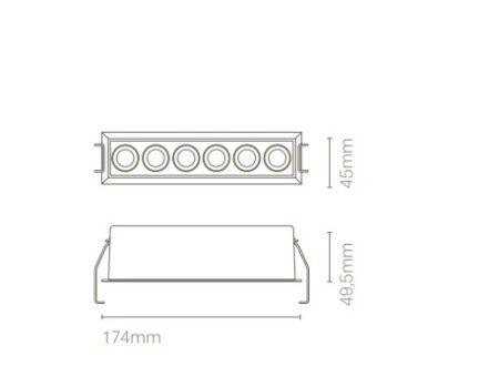 15W LED įleidžiamas šviestuvas VLOK RECESSED 6, juodas, 3000K, DALI, IP65