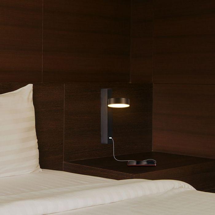 8W LED sieninis šviestuvas, juodas, 3000K, su USB - Image 4