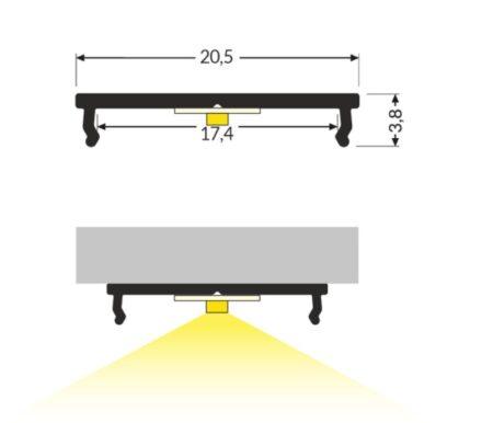 LED juostos profilis FIX16, juodas, 2m