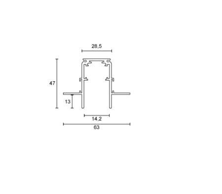 Užglaistomas magnetinis bėgelis VIOKEF MAGNETIC, juodas, 48V, 2m, su dangteliu ir užbaigimais, 02/0202-2