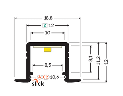 LED juostos profilis SMART-IN10 AC2/Z, baltas, 1m - Image 2