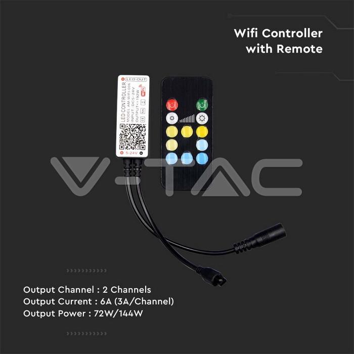 Wifi valdiklis su nuotolinio valdymo pultu, skirtas 3in1+RGB LED juostai, 24 mygtukai