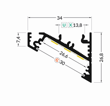 LED juostos profilis CORNER27, anoduotas, 2m