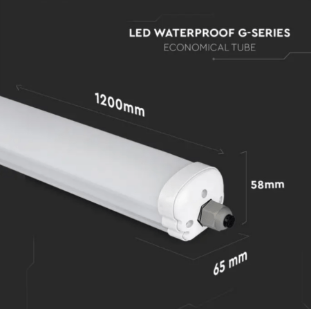 36W LED linijinis paviršinis šviestuvas, 120cm, baltas, 4500K, IP65