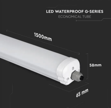 48W LED linijinis paviršinis šviestuvas, 150cm, baltas, 4000K, IP65