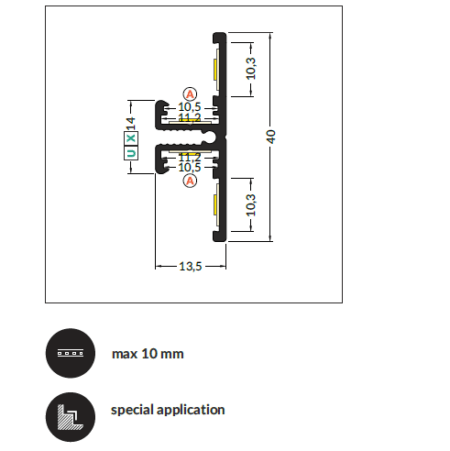3m LED juostos profilis BACK10 A/UX, anoduotas aliuminis