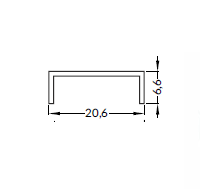 3m LED juostos profilio LINEA20 tvirtinimo elementas, neanoduotas aliuminis