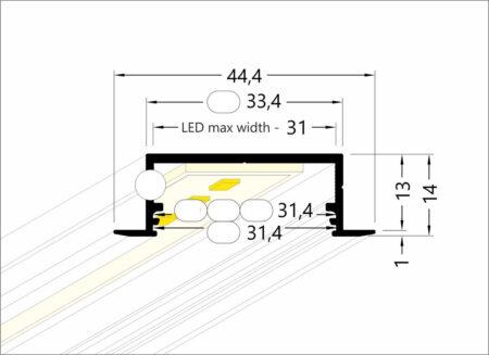 3m LED juostos profilio VARIO30-06, anoduotas