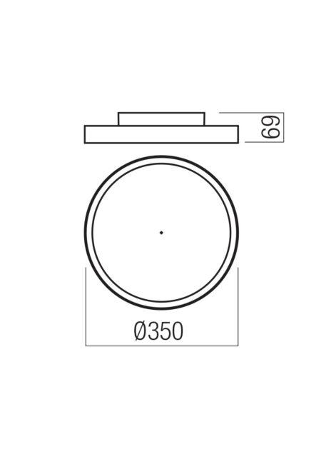 30W LED paviršinis šviestuvas DAMA, baltas/aukso sp., 3000/4000/5000K, 35cm, 01-3745