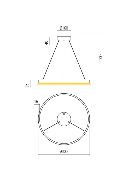 37W LED pakabinamas šviestuvas FEBE, baltas, 3000K, dimeriuojamas, 01-2863 - Image 2