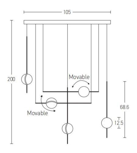 38W LED pakabinamas šviestuvas, juodas, 3000K, 2001
