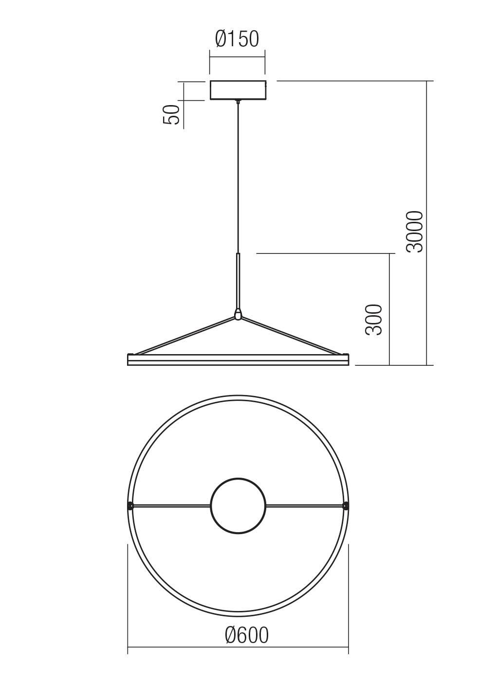 39W LED pakabinamas šviestuvas ORBIT, baltas, 3000K, dimeriuojamas, 01-3836