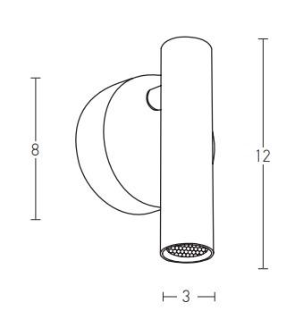 3W LED sieninis šviestuvas, juodas, 3000K, H48-B