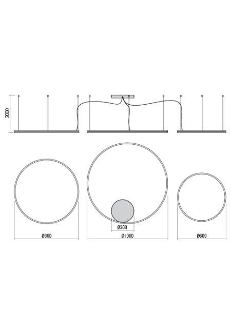 40,5W + 55W + 68W LED pakabinamas šviestuvas ORBIT, bronzos sp., 3000K, DALI, 01-1723-DALI