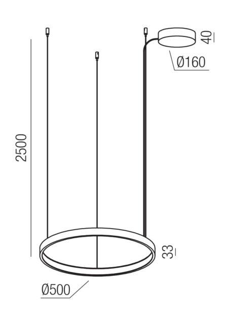 40W LED pakabinamas šviestuvas ORION, nikelio sp., 2700/3000/4000K, DALI, 01-3868 DALI