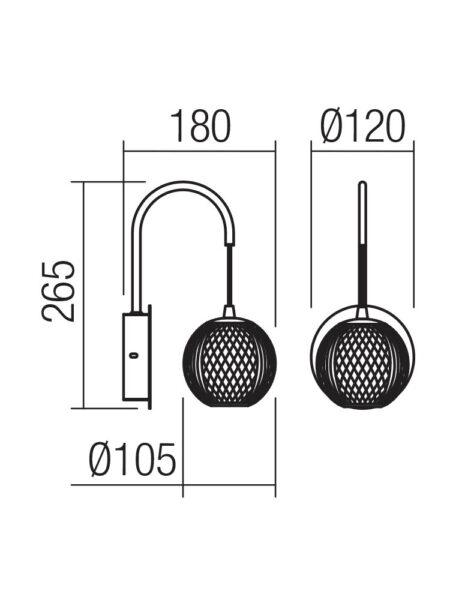 4W LED sieninis šviestuvas GIANET, juodas, 3000K
