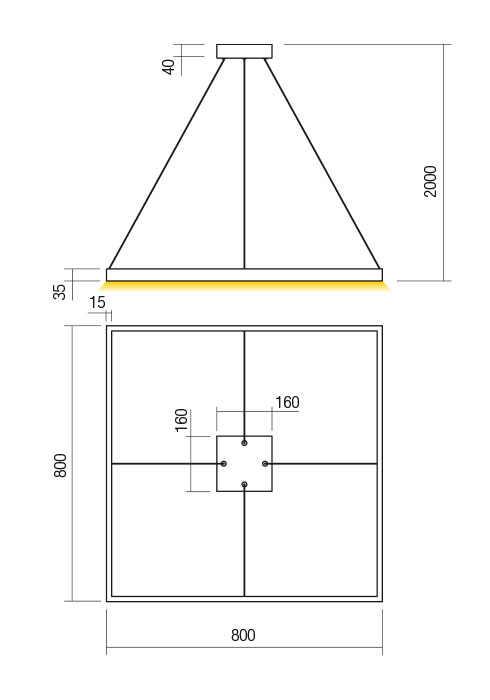 50W LED pakabinamas šviestuvas FEBE, matinės aukso sp., 3000K, dimeriuojamas, 01-2907 - Image 2