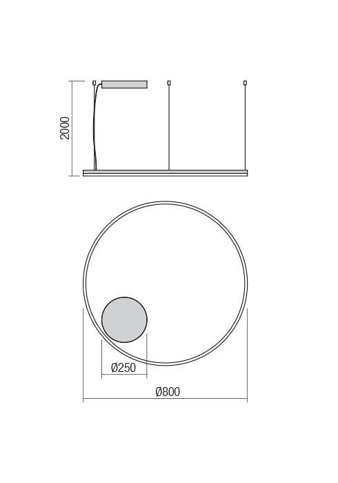 55W LED pakabinamas šviestuvas ORBIT, baltas, 3000K, DALI, 01-1712-DALI