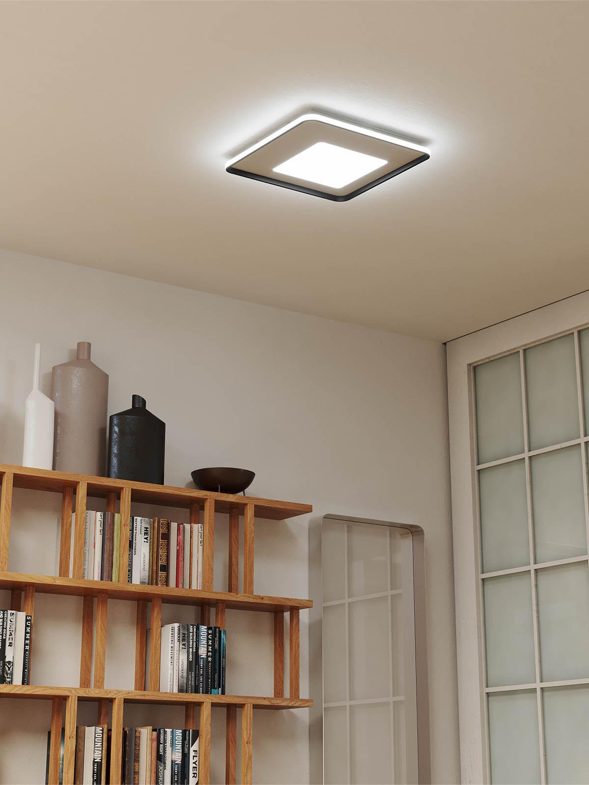 57W LED paviršinis šviestuvas SINTESI, juodos/baltos sp., 3000/6000K, dimeriuojamas