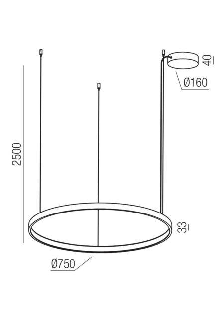 58W LED pakabinamas šviestuvas ORION, juodas, 2700/3000/4000K, DALI, 01-3873 DALI